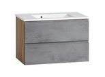 Waschtischkombi Varese ca. 80 cm Grau/Eiche
