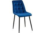CLP Stuhl Samt dunkelblau , Dunkelblau , Textil , 47x89x61 cm , Esszimmer, Stühle, Esszimmerstühle, Vierfußstühle