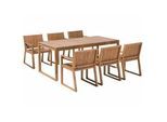 Beliani Gartenmöbel SET 6-Sitzer Akazienholz hellbraun 7-teilig Sassari , Hellbraun , Holz , Gartenmöbel, Gartenmöbel-Sets