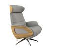 Relaxsessel FLEXLUX "Clement elektrischer Funktionsessel", grau (sophisto grau), B:81cm H:111cm T:90cm, 100% Polyester, Sessel, Relaxsessel, Größe M, Rücken & Fußteil elektrisch, Akku, Arml. Eiche, Fuß Alu