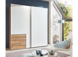 Schwebetürenschrank WIMEX "Level by fresh to go", weiß (plankeneichefarben, weiß), B:200cm H:216cm T:65cm, Schränke, Schwebetürenschrank
