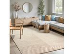 Teppich MERINOS "Elio", beige, B:120cm H:16mm L:170cm, Polypropylen, Teppiche, Teppich, moderner Kurzflor Teppich mit Hoch-Tief-Effekt, 3D Effekt