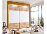 Schwebetürenschrank WIMEX "Easy", weiß (plankeneichefarben, weiß), B:180cm H:210cm T:65cm, Schränke, Schwebetürenschrank