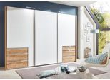 Schwebetürenschrank WIMEX "Level by fresh to go", weiß (plankeneichefarben, weiß), B:300cm H:216cm T:65cm, Schränke, Schwebetürenschrank