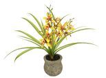 Kunstblume I.GE.A. "Kunstblume Schmetterling Orchidee mit Keramiktopf", orange, B:39cm H:38cm L:11cm, Polyester, Kunstpflanzen, Mit Blätter Luftwurzeln Blume Kunstorchidee Phalaenopsis Kunstpflanze