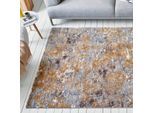 Teppich ESPRIT "Vintage Feels, ESP-23678", grau (grau, goldfarben), B:80cm H:12mm L:150cm, Polyester, Polypropylen (PP), Teppiche, Teppich, dichter Kurzflor, Hoch Tief Struktur, Wohnzimmer