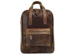 Laptoprucksack BAGAN, Gr. B/H/T: 40cm x 30cm x 10cm, onesize, braun, Leder, Rindsleder, Retro, Rucksäcke Laptoprucksack, echt Leder