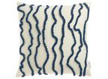 Dekokissen TOM TAILOR HOME "Wavy", blau (blau, gemustert), B:45cm L:45cm, Mischgewebe, Dekokissen_Sitzkissen_Kissenhüllen, bestickt, mit hohem Baumwollanteil