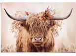 Poster REINDERS "Highlander in Blumen", beige (farbe bild(er): beige), B:91,5cm H:61cm T:0,1cm, Papier, Bilder, Poster