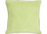 Dekokissen DONE. "Cozy", grün (apfelgrün, beige, unifarben), B:45cm L:45cm, Baumwolle, Polyacryl, Dekokissen_Sitzkissen_Kissenhüllen, unifarben, Hotelverschluss, Kissenhüle ohne Füllung, 1 Stück