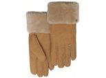 Lederhandschuhe PEARLWOOD "Emma", Damen, Gr. 7, braun (cognac), Schafsleder, unifarben, Handschuhe, Atmungsaktiv, Wärmeregulierend, Wind - und Wasserabweisend