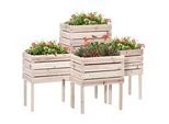 Outsunny Hochbeet Pflanzkasten aus Holz, 4 Kombinationsmodi, für Garten und Balkon, Naturholz , Fichtefarben , Holz, Kunststoff , 30x60x50 cm , Gartenzubehör, Hochbeete