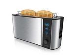 Arendo Toaster Langschlitz für 2 Scheiben, 1000 W, Brötchenaufsatz, Wärmeisoliert, Display, Edelstahl