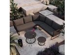 Loungegarnitur Elea Dunkelgrau Outdoorstoff/Metall +Abdeckung