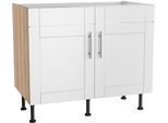 Spülenschrank KOCHSTATION "KS-Ahus", braun (weiß matt, wildeiche nachbildung), B:100cm H:87cm T:58,4cm, Schränke, Spülenschrank, Breite 100 cm