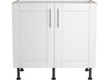 Spülenschrank KOCHSTATION "KS-Ahus", braun (weiß matt, wildeiche nachbildung), B:90cm H:87cm T:58,4cm, Schränke, Spülenschrank, Breite 90 cm