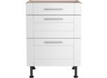 Unterschrank KOCHSTATION "KS-Ahus", braun (weiß matt, wildeiche nachbildung), B:60cm H:87cm T:58,4cm, Schränke, Unterschrank, Breite 60 cm