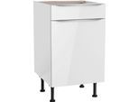 Unterschrank KOCHSTATION "KS-Aken", weiss (weiß hochglanz, weiß), B:50cm H:87cm T:58,4cm, Schränke, Unterschrank