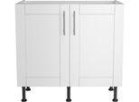 Spülenschrank KOCHSTATION "KS-Ahus", weiss (weiß matt, weiß), B:90cm H:87cm T:58,4cm, Schränke, Spülenschrank, Breite 90 cm
