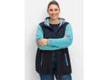 Fleecejacke SHEEGO, Damen, Gr. 56/58, blau (tiefblau), 75% Polyester, 20% Baumwolle, 5% Elasthan, unifarben, Jacken Fleecejacke