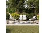 Loungegarnitur Paulina Hellgr. Metall/Outdoorstoff +Abdeckung