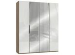 Drehtürenschrank Level 36D mit Spiegel ca. 200 cm Weiß/Eiche