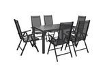 Ambia Garden Gartentischgruppe , Anthrazit, Schwarz , Metall, Kunststoff, Textil , Flachrohr , Stühle klappbar, Rückenlehne mehrfach verstellbar , Gartenmöbel, Gartengarnituren, Gartenmöbel-sets