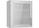 Glashängeschrank KOCHSTATION "KS-Ahus", grau (hellgrau matt, hellgrau), B:60cm H:70,4cm T:34,9cm, Schränke, Glashängeschrank, Breite 60 cm