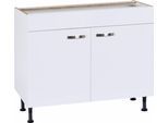 Spülenschrank KOCHSTATION "KS-Cara", weiß (weiß, weiß), B:100cm H:87cm T:58,4cm, Schränke, Spülenschrank, Breite 100 cm