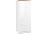 Vorratsschrank KOCHSTATION "KS-Virginia", weiß (weiß hochglanz, wotaneiche), B:60cm H:165cm T:60cm, Holzwerkstoff, MDF, Schränke, Vorratsschrank, 60 cm breit, mit 5 Auszügen