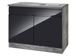 Spülenschrank KOCHSTATION "KS-Virginia", schwarz (schwarz hochglanz), B:100cm H:85cm T:60cm, Holzwerkstoff, MDF, Schränke, Spülenschrank, 100 cm breit, inklusive Einbauspüle