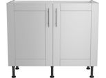 Spülenschrank KOCHSTATION "KS-Ahus", grau (hellgrau matt, hellgrau), B:100cm H:87cm T:58,4cm, Schränke, Spülenschrank, Breite 100 cm