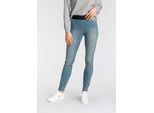 Skinny-fit-Jeans ARIZONA, Damen, Gr. 19, K + L Gr, blau (blau used), Jeans, Obermaterial: 75% Baumwolle, 24% Polyester, 1% Elasthan, Basic, eng lang, Jeans, extra-enger Schnitt, komfortable Leibhöhe, Used-Look-Waschung