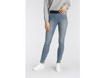 Skinny-fit-Jeans ARIZONA, Damen, Gr. 42, N-Gr, blau (blau used), Jeans, Obermaterial: 75% Baumwolle, 24% Polyester, 1% Elasthan, Basic, eng lang, Jeans, extra-enger Schnitt, komfortable Leibhöhe, Used-Look-Waschung