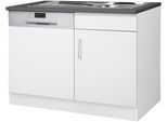 Spülenschrank KOCHSTATION "KS-Paris", weiß (weiß, weiß), B:110cm H:85cm T:60cm, Holzwerkstoff, Schränke, Spülenschrank
