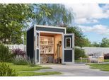Gartenhaus NORDIC HOLZ "Felix 1", grau (carbongrau), ohne Fußboden, ohne Dacheindeckung, Massivholz, Gartenhäuser, Gartenhaus, kleiner stilvoller Schuppen mit Flachdach