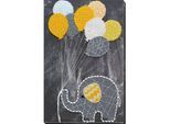Perlen-Stickbild "Elefant mit Luftballonen", 21 x 32 cm