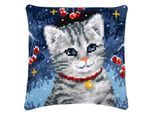 Kreuzstichkissen "Katze mit Glöckchen"