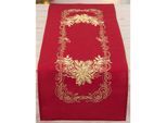 Stickläufer "Weihnachtsstern rot/gold"