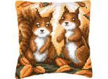 Kreuzstichkissen "2 Eichhörnchen Herbst"