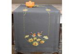 Stickläufer "Rotkehlchen & gelbe Blumen"
