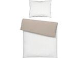 Bettwäsche Twill Streif XL Weiß/Beige ca. 140x220cm