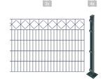 Doppelstabmattenzaun ARVOTEC "EASY 100 zum Aufschrauben "Karo" mit Zierleiste", grau (anthrazit), H:100cm, Kunststoff, Stahl, Zaunelemente, Zaunhöhe 100 cm, Zaunlänge 2 - 60 m