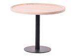 CLP Beistelltisch Aspen I Couchtisch mit runder Tischplatte aus Holz I Wohnzimmertisch mit matt-schwarzem Metallgestell