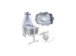Baby Wiege Kinder Bett Stubenwagen Beistellbett + 9 tlg. Zubehör Weiß Grau