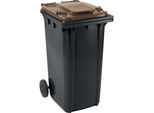 Mülltonne aus Kunststoff DIN EN 840, Volumen 240 l, BxHxT 580 x 1074 x 729 mm, anthrazit/braun kaiserkraft