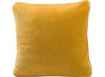 Dekokissen GÖZZE "Premium Cashmere-Feeling Kissen", gelb (senf, unifarben), B:50cm L:50cm, Polyester, Dekokissen_Sitzkissen_Kissenhüllen, 50x50cm,passend zur Premium Cashmere-Feeling Decke,Kissenhülle&Füllung