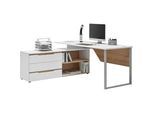 Eckschreibtisch Dallas Silber/Weiß/Eiche Artisan