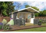 Gartenhaus NORDIC HOLZ "Lola 2", grün (grüngrau), Fußboden im Gartenhaus, ohne Dacheindeckung, Massivholz, Gartenhäuser, Gartenhaus