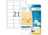 Folienetiketten HERMA 8670, permanenthaftend, selbstklebend, bedruckbar, No-Label-Effekt, B 63,5 x H 38,1 mm, transparent, 525 Stück/25 Blatt